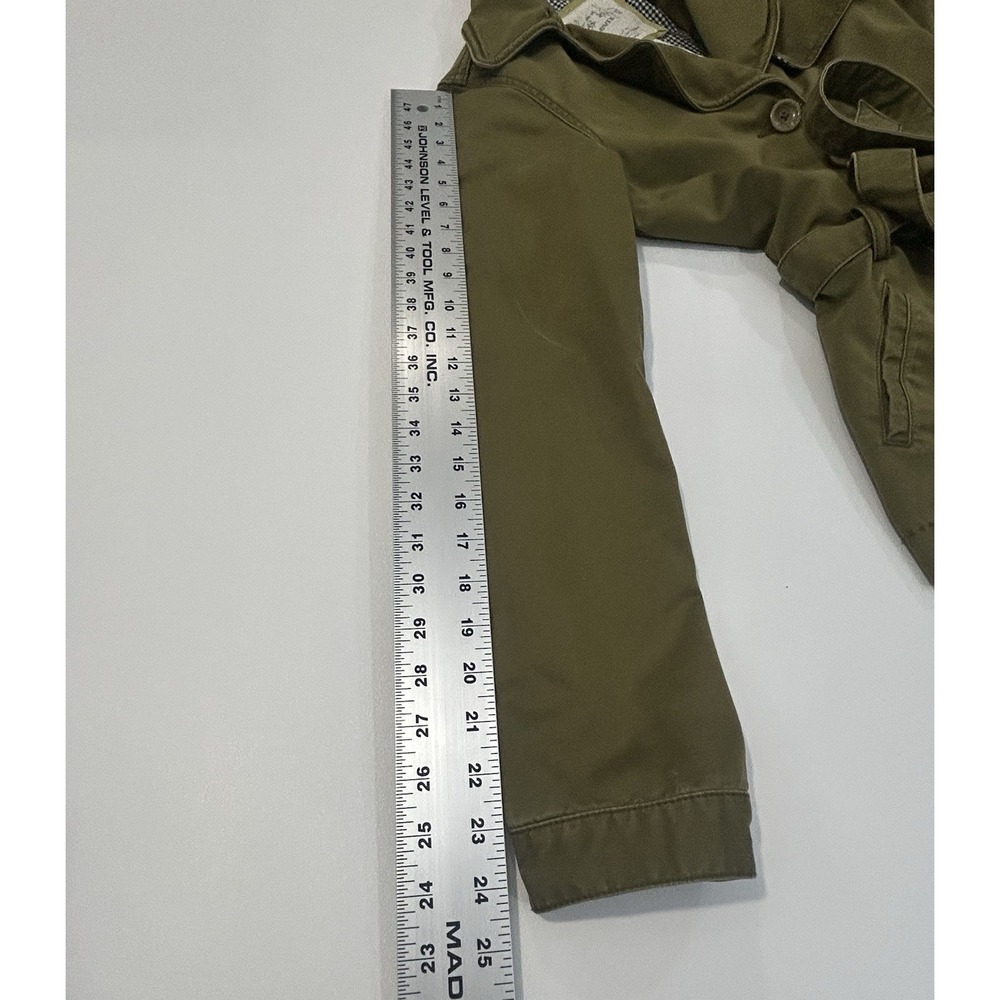 Levis Mid Length belted Trendy Fitted Trench Jacket Coat Olive Green Size Small - Picture 13 of 13